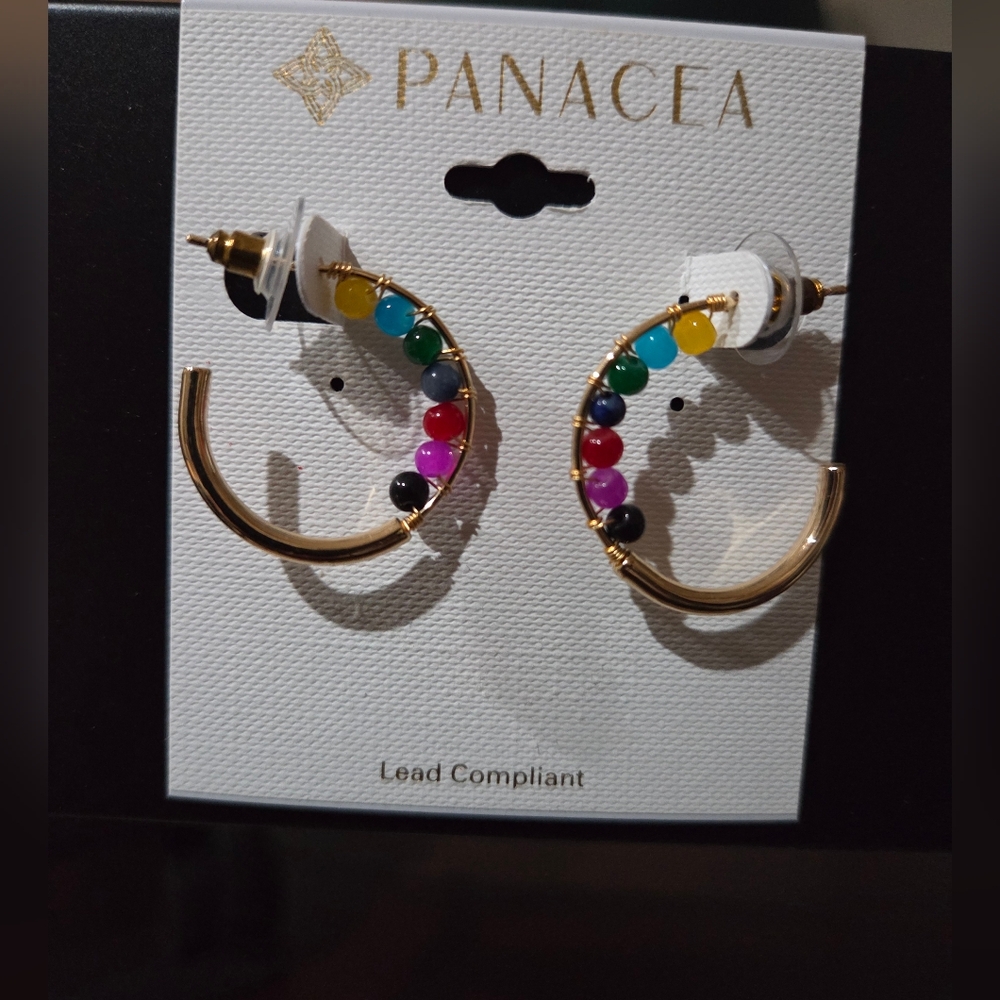 Panacea Gold Multicolor Hoop Earrings